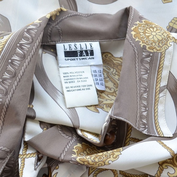 vintage 80s scarf print blouse shirt - Picture 5 of 5